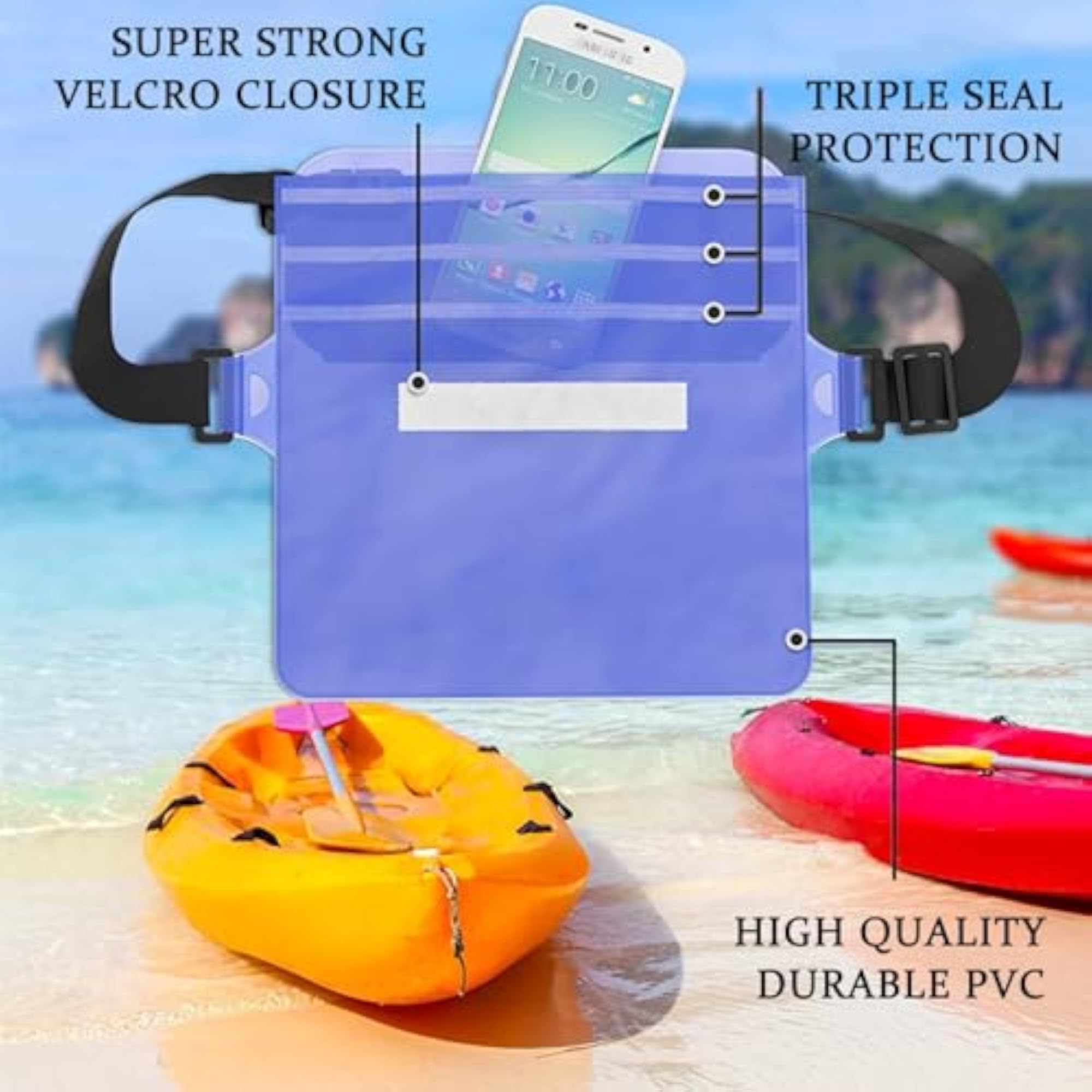 Waterproof Pouch with Waist Strap, Black and Gray